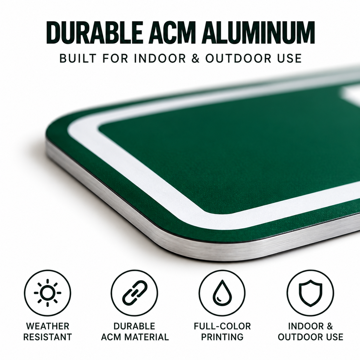Durable ACM aluminum sign with weather-resistant printed finish