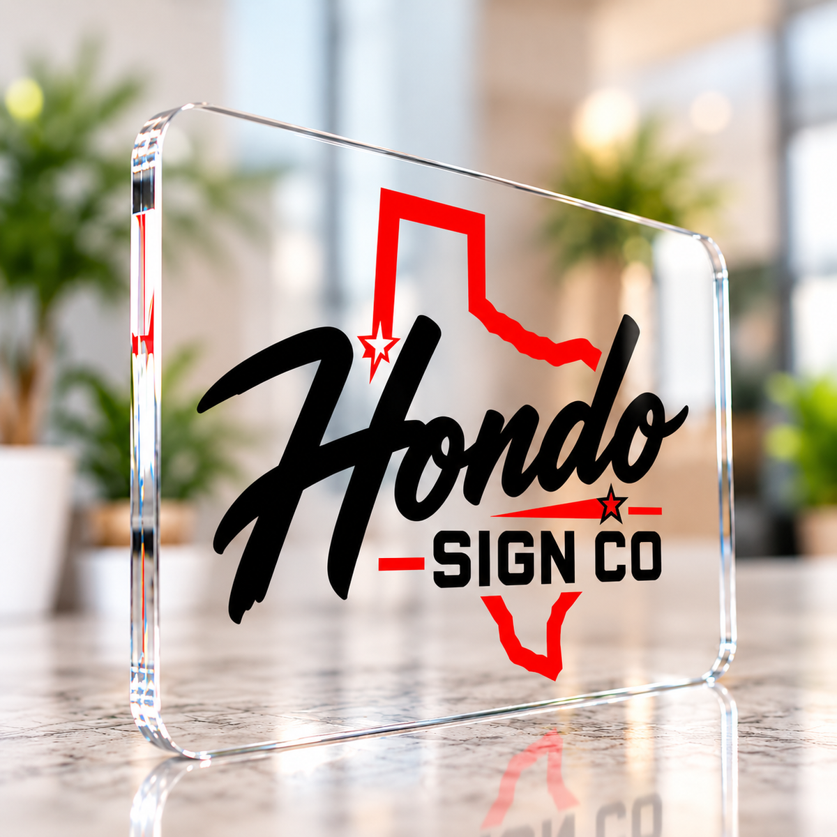 Custom clear acrylic sign with full-color printing and polished edges